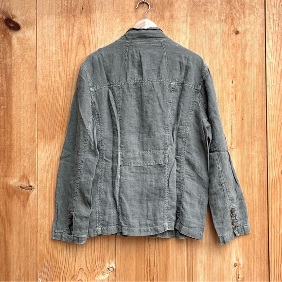 Carbon2Cobalt Army Green Linen Utility Jacket Mens Sz Medium - Picture 4 of 4